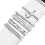 5pcs / Set 21mm Width Smart Watch Band Letter Decorative Ring Metal Accessories, Style: J(银色)