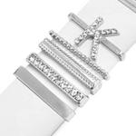 5pcs / Set 21mm Width Smart Watch Band Letter Decorative Ring Metal Accessories, Style: K(银色)
