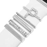 5pcs / Set 21mm Width Smart Watch Band Letter Decorative Ring Metal Accessories, Style: P(银色)