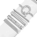 5pcs / Set 21mm Width Smart Watch Band Letter Decorative Ring Metal Accessories, Style: Q(银色)