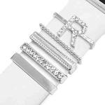 5pcs / Set 21mm Width Smart Watch Band Letter Decorative Ring Metal Accessories, Style: R(银色)