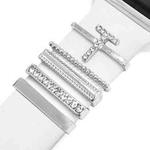 5pcs / Set 21mm Width Smart Watch Band Letter Decorative Ring Metal Accessories, Style: T(银色)