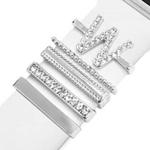 5pcs / Set 21mm Width Smart Watch Band Letter Decorative Ring Metal Accessories, Style: W(银色)
