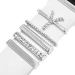5pcs / Set 21mm Width Smart Watch Band Letter Decorative Ring Metal Accessories, Style: Y(银色)