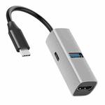 USB3.0+PD+HDMI 3 In 1 Docking Station 4K Projector Adapter(Gray)