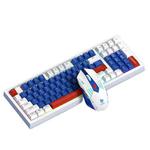 T-WOLF  TF610 USB-C/Type-C Wired 98 Keys Keyboard and Mouse Combo Dual-Tone Keycaps Gaming Set(Blue White)
