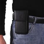 6.1-6.3 Inch Vertical Leather Waist Phone Pouch With Oversized Flap & Belt Loop Design Smartphone Holder(Black)