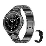 Bluetooth Calling AI Voice Assistant Life Waterproof Sports Smartwatch, Color: Black Rough Steel Strap+Black Silicone Strap