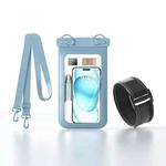 Cell Phone Waterproof Bag IPX8 30m Waterproof Touch Screen Phone Case Sports Outdoor Waterproof Bag, Color: With Armband ( Gray Blue )