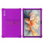 For Lenovo Yoga Tab Plus Shockproof Silicone Tablet Protective Case With Holder(Purple)