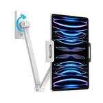 For 4.7-12.9inch Cell Phone Tablet PC Universal Bracket Base 360 Rotation Foldable Wall Mounted Support Holder Clip(White)