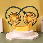 Outdoor Folding Mini Neck Fan Portable USB Rechargeable Summer Gift Fan, Color: Bear Green