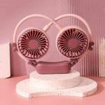 Outdoor Folding Mini Neck Fan Portable USB Rechargeable Summer Gift Fan, Color: Deer Pink Purple