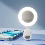 Clip-On Selfie Ring Light with Mirror Rechargeable Portable Makeup Light 3 Adjustable Color Temperatures(White)