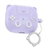 For Samsung Galaxy Buds3 / 3 Pro AhaStyle WG160 Personalized Cartoon Cat Ears Silicone Case(Purple)