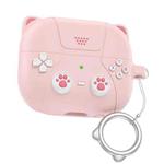 For Samsung Galaxy Buds3 / 3 Pro AhaStyle WG160 Personalized Cartoon Cat Ears Silicone Case(Light Pink)
