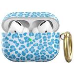 For AirPods Pro 2 / Pro AhaStyle TPU Leopard Print Protective Case(Blue)