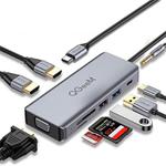 QGeeM 9 In 1 USB-C/Type-C Docking Station Hub VGA+2xHDMI+PD 87W+USB2.0/USB3.0+SD/Micro SD+3.5mm