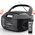 X2A Portable Cassette Player Stereo Bluetooth AM/FM/MP3 Music CD Player Tape Recorder US Plug(Black)