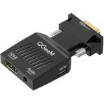 QGeeM VGA Male To HDMI Female Adapter With 5V Micro USB Power & Audio Transmission 1080P 60Hz(Black)