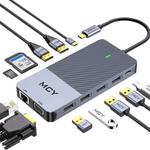 MCY 12-In-1 USB-C Hub With Triple Monitor Support (1000Mbps Lan+VGA+USB3.0/USB2.0+SD/TF+2 HDMI 4K 30Hz+85W PD）