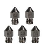 5pcs /Pack 1.75/0.3mm MK8 Hardened Steel Nozzle High-Temperature Resistant 3D Printer Extruder Hotend