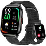 Blood Oxygen / Sleep / Heart Rate Health Monitoring Smart Watch Square Sports Double Strap Watch(Black Steel+Silicone Black)