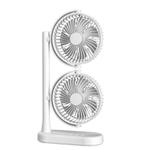 Dual Head Desk Fan 360-Degree Adjustable Oscillating Air Circulator 3-Speed Portable Cooling Fan 4000 mAh Battery