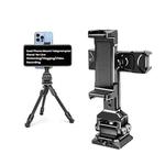 Dual Phone Mount Teleprompter Stand with Arca-Swiss Base Compatible with DJI Stabilizers for Live Streaming/Vlogging/Video Recording(8245)