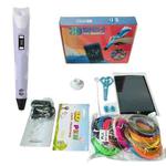 Hand-held 3D Printing Pen Kit with 20 Colors PLA Filament, Drawing Pad, Base, Scissors, Finger Guards, Art Book & Accessories US Plug(Purple)