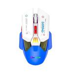 MKESPN Wired + 2.4G Dual Mode Gaming Mouse 10000 DPI Type-C Fast Charging RGB Light, Programmable Macros Mouse(Blue White)