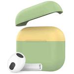 For AirPods 3 AhaStyle PT147-2 Dual-cap Split Silicone Protective Case(Avocado Green+Lemon Yellow)