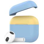 For AirPods 3 AhaStyle PT147-2 Dual-cap Split Silicone Protective Case(Lake Blue+Lemon Yellow)