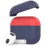 For AirPods 3 AhaStyle PT147-2 Dual-cap Split Silicone Protective Case(Dark Blue+Red)