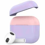 For AirPods 3 AhaStyle PT147-2 Dual-cap Split Silicone Protective Case(Purple+Pink)