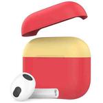 For AirPods 3 AhaStyle PT147-2 Dual-cap Split Silicone Protective Case(Red+Lemon Yellow)