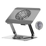 360 Rotating Laptop Stand Foldable Metal Desk Holder For 17.3 Inch Laptops Tablets With Magnetic Cooling Fan Gray