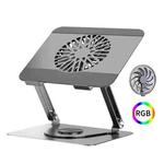 360 Rotating Laptop Stand Foldable Metal Desk Holder For 17.3 Inch Laptops Tablets With RGB Cooling Fan Gray
