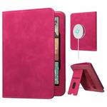 For Kindle Paperwhite 12th Gen 2024/ 11th Gen 2021 Leather Case Supports Magnetic Wireless Charging, Foldable Stand, Auto Sleep/Wake(Rose Red)