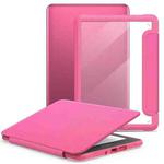 For Kindle Paperwhite 12th Gen 2024 7-inch Leather Case Transparent Protective Cover With Auto Wake/Sleep(Deep Rose Red)