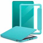 For Kindle Paperwhite 12th Gen 2024 7-inch Leather Case Transparent Protective Cover With Auto Wake/Sleep(Ink Green)
