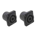 2pcs Speaker Ohm Socket Four-core Plug With Iron Piece(Black)
