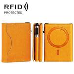 One-Click Pop-Up RFID Blocking Card Holder Magnetic Phone Wallet for MagSafe iPhones(Yellow)