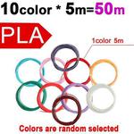 50m 10 Colors x 5m PLA 3D Printer Filament 1.75mm Multicolor Filament Bundle for 3D Pen & Crafting