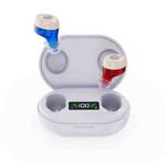 Wireless Invisible Hearing Aid With Digital Display Charging Case & Touch Control Red Blue+White Case