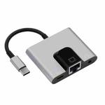 Type-C to RJ45 Network Card 3 In 1 Converter With 3.5mm Headphone Jack Ethernet Adapter