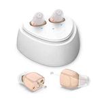 Ultra-Compact In-Ear Invisible Hearing Amplifier With Charging Case For Elderly(Skin Color +White Case)