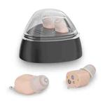 Ultra-Compact In-Ear Invisible Hearing Amplifier With Charging Case For Elderly(Skin Color+Black Case)