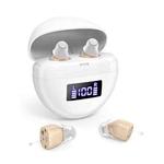 Hearing Aids With Digital Display Charging Case Noise Cancelling Invisible In-Ear Sound Amplifier(Skin Color+White Case)