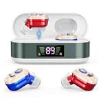 Invisible In-Ear Hearing Aids with Charging Case & Digital Display Noise Cancelling Feedback-Free Sound Amplifier(Red Blue)
